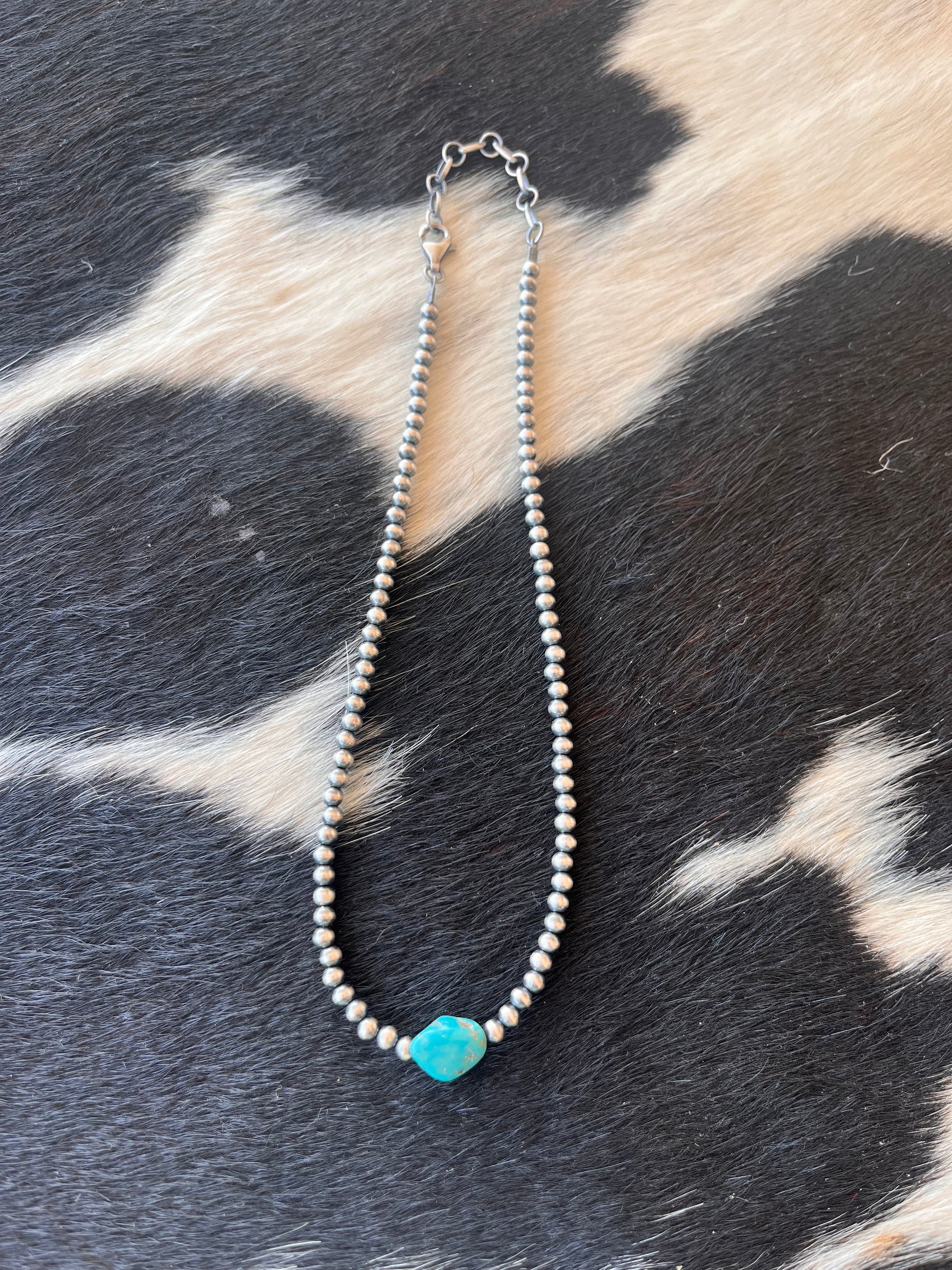 4mm Navajo Necklace w/Turquoise