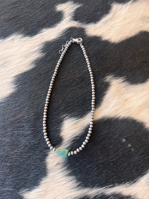 4mm Navajo Necklace w/Turquoise