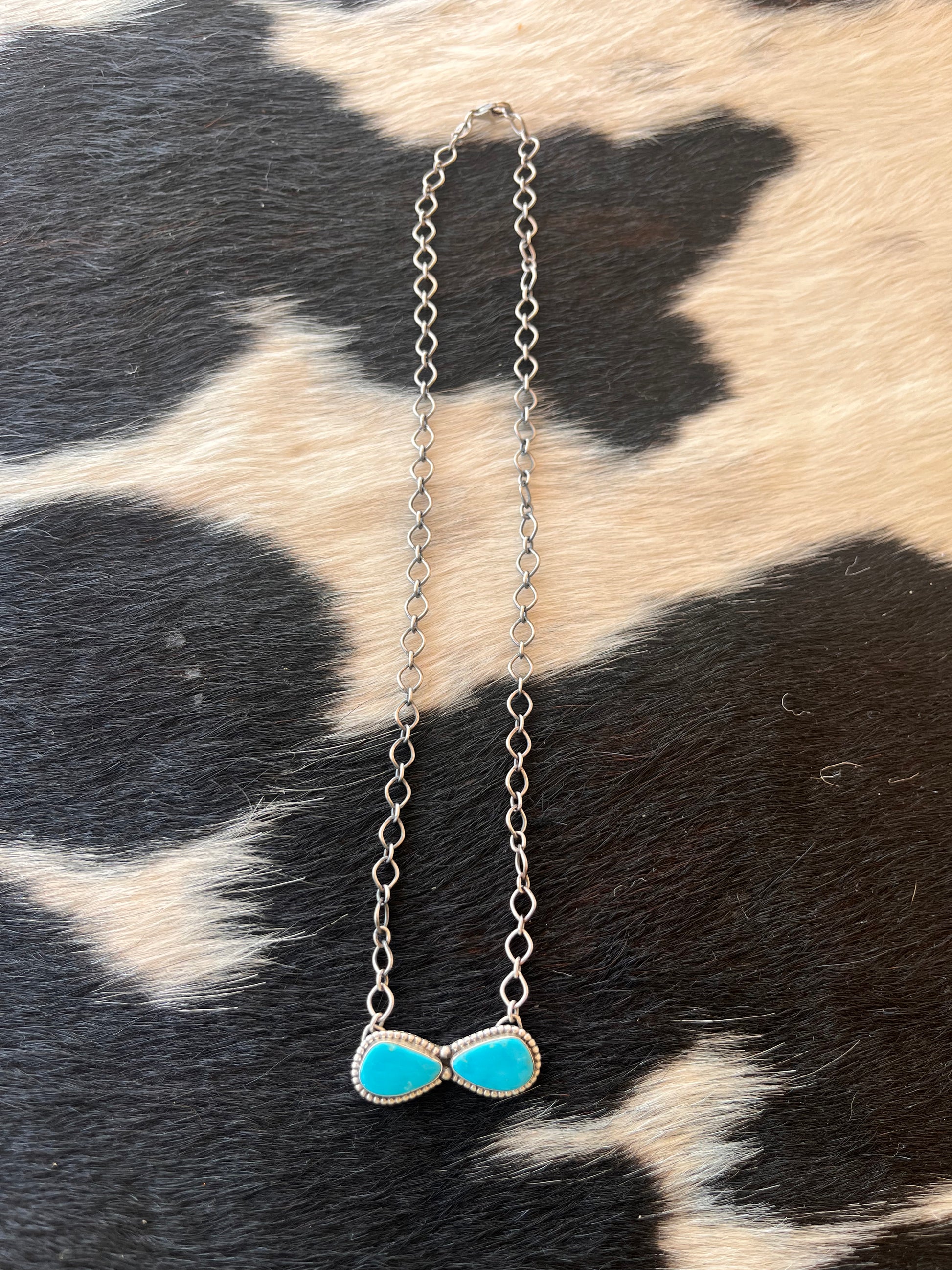 Turquoise Teardrop Chain Necklace